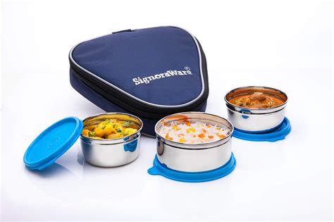 signoraware sleek steel lunch box|signoraware lunch box steel.